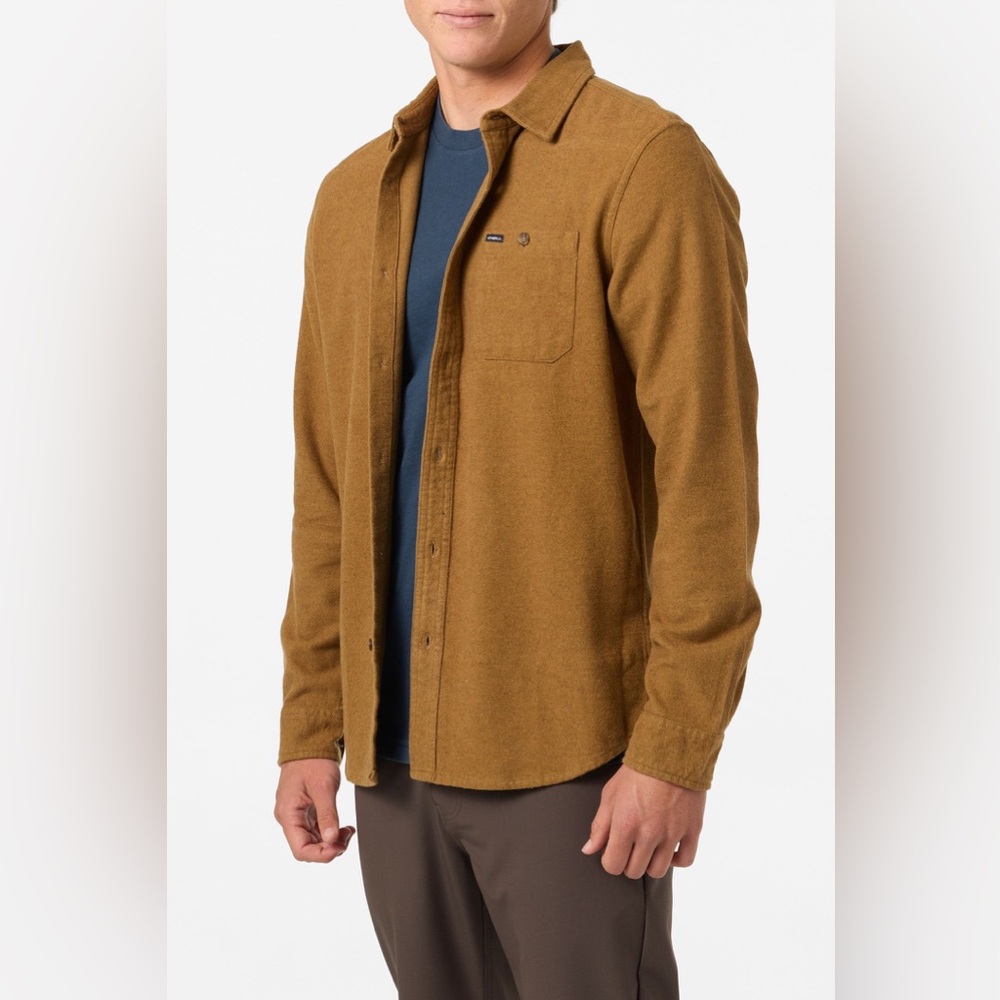 O'Neill Men's Button-Front Shirt Jacket in Camel Brown